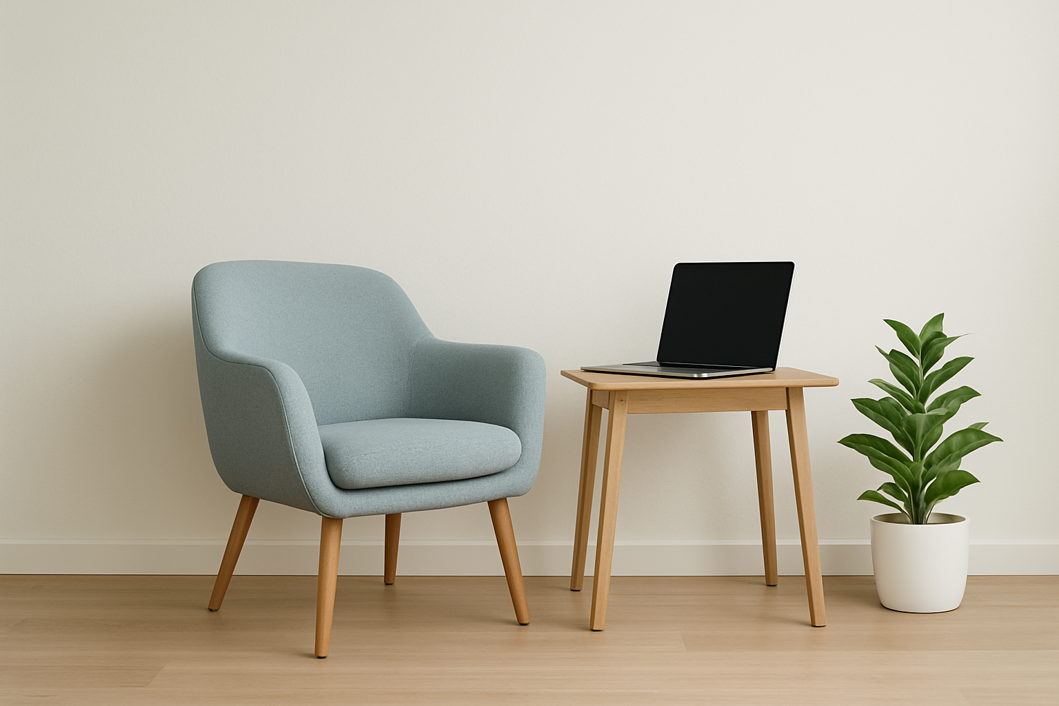 Stoel met laptop – online behandeling